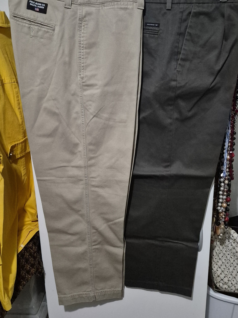 Lot Of 2 Men’s Cotton Chino Pants - Khaki/dark Olive Green Sz 38